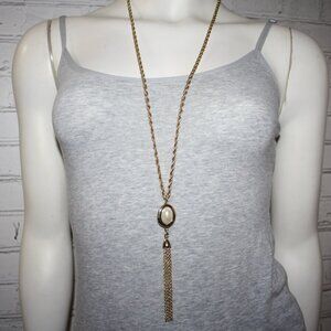 ✨ Gold & Pearl Tassel Necklace · 31–34" · Talbots Elegance 🤍